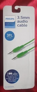Cable de audio/video Philips de 3,5 mm 3 pies, verde lima, ¡nuevo con envío gratuito! - Imagen 1 de 2