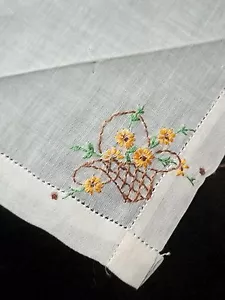 Vintage Stickerei Taschentuch Orange Emb Blume Taschentuch Floral Hanky 420 - Bild 1 von 7