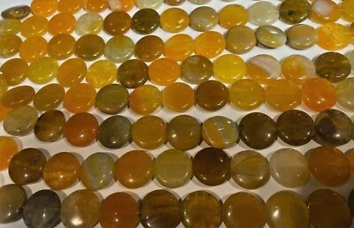 MONEDA ÁGATA NARANJA/MARRÓN NATURAL 18 MM HEBRA 15"  Foto 1 de 4