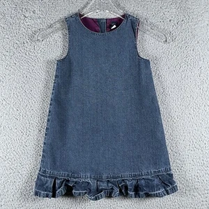 Baby Gap Denim Dress Size 4 Toddler Blue Lined Ruffle Sleeveless Vintage 2003 - Picture 1 of 8
