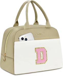 Initial Lunch Bag for Women, Preppy Insulated Lunch Box with Front Pocket-Small - Picture 1 of 12