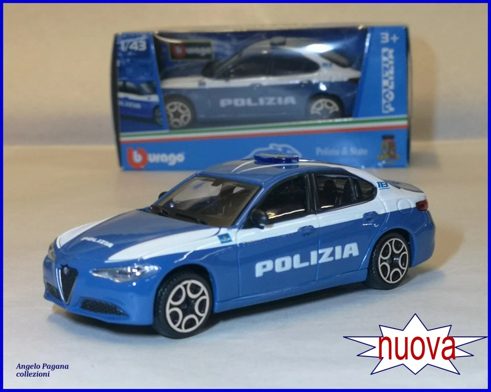 modellino auto 1:43 alfa romeo giulia della polizia modellini 1/43 burago nuova - Immagine 1 di 4