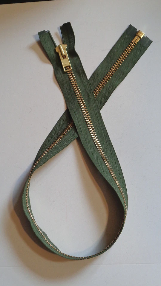 30 inch Olive Army Green & Brass #10 YKK Heavy Duty Separating  Zipper - Image 1 of 1