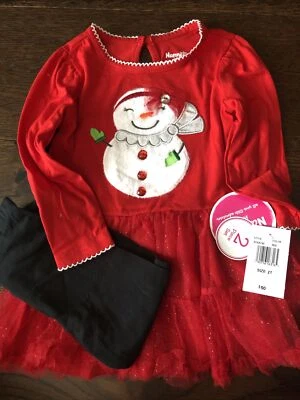 NUEVO CON ETIQUETAS Nannette Niños Vacaciones Juego de 2 Piezas Talla 3T Muñeco de Nieve Niña Foto 1 de 3