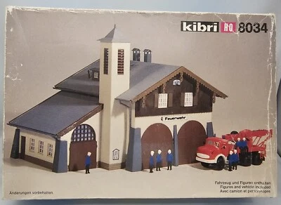 KIBRI HO FIRE STATION MODEL # 8034 MINT IN ORIGINAL SHELF WORN PACKAGING - Image 1 of 4