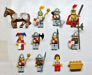 LEGO Castle Red Lion Knights King, Princess, Soldier MINIFIGURE lot, horse, 7946