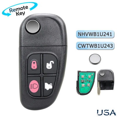 Remote Flip Key Fob For 2003 2004 2005 2006 2007 2008 Jaguar S-Type X-Type XJ8 - Image 1 of 4