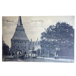 Postkarte AK Rostock Vor Dem Steintor Straßenbahn Ungelaufen um 1905 - Bild 1 von 3