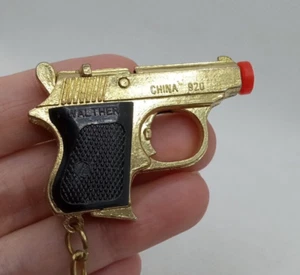 Vintage Walther 920 Mini Cap Gun Keychain Die Cast Working Gold & Black - Picture 1 of 10