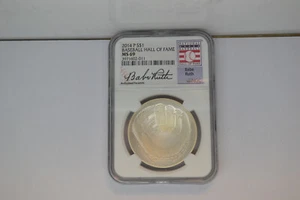 2014-P $1 Baseball Hall of Fame, Babe Ruth- NGC MS-69.   Lovely! - Picture 1 of 6