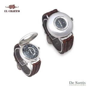 Orologio Charro Cassa Argento 35 con Coperchio Apribile Ore Mondo Savonette - Foto 1 di 3