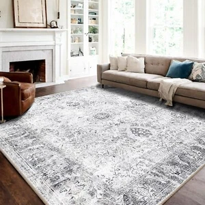 Boho 6X9 Area Rugs Machine Washable Non-Slip Low Pile Carpet for Living Room - Picture 1 of 10