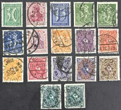 GERMANY 1921-1922 Sc# 165, 169-170, 172-175, 177-178, 180-184  Lot of 17 Used - Image 1 of 2