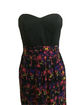 Wish Black Dress Sweetheart Strapless Party Hawaii Tube Palm Skirt Cocktail Pink - Image 1 of 4