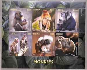 A1997- LIBERIA, ERROR: Misperf MINIATURE SHEET - 2020, Monkeys - Picture 1 of 1