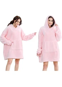 WUHUHAI Blanket Hoodie, Oversized Blanket Hoodie Comfy & Fluffy Wearable Sherpa - Picture 1 of 7