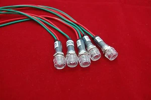 5Pcs 12V AC/DC 10mm White Mini LED Pilot Lights CYLINDRICAL Cap with wire - Picture 1 of 3