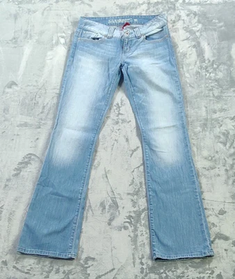 Pantalones de mezclilla Guess Daredevil para mujer talla 29 (etiqueta 28) lavado ligero Y2k desgastados Foto 1 de 4