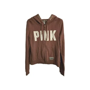 PINK Victoria’s Secret Pink Women's Hoodie Size Large Mauve Rose Full Zip Jacket - Picture 1 of 10