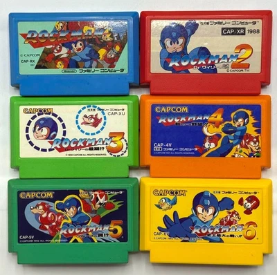Rockman 1 2 3 4 5 6 Set Megaman NES Nintendo Famicom CAPCOM Tested Japan - Image 1 of 4