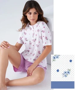 Pigiama donna CALIBRATO a manica corta in cotone Karelpiu' KC8018 - Picture 1 of 1