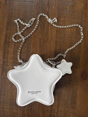 Bolso Bandolera Único Forma de Estrella Cuero PU Cadena Cartera Moda Mujeres Blanco Foto 1 de 4