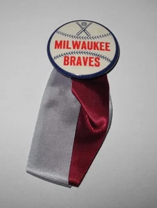 1957 Baseball Milwaukee Braves World Series National League Champions Pin Button - Picture 1 of 2