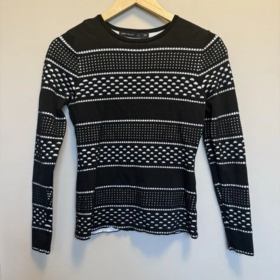 Suéter Jersey Karen Millen Contraste Punto Mixto Rayas Tejido Negro Blanco Pequeño Foto 1 de 4