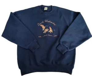 Vintage Ducks Unlimited Crewneck Mens Sweatshirt Navy Blue Marathon USA Made M - Picture 1 of 14