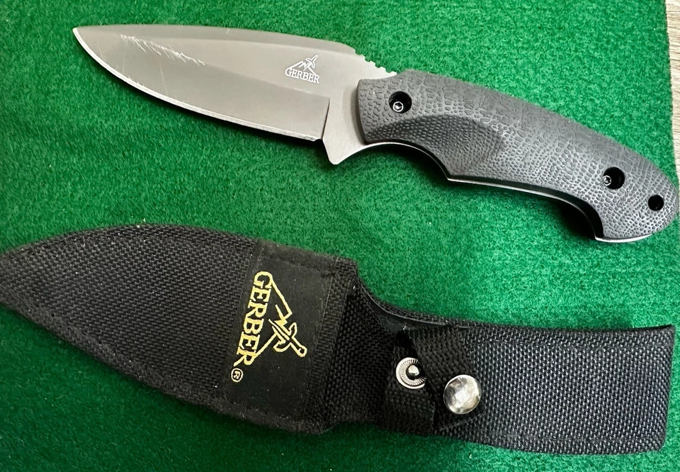 Cuchillo Gerber Profile Series GB 1795 borde liso punto de caída fijo estuche de hoja de 4" Foto 1 de 4