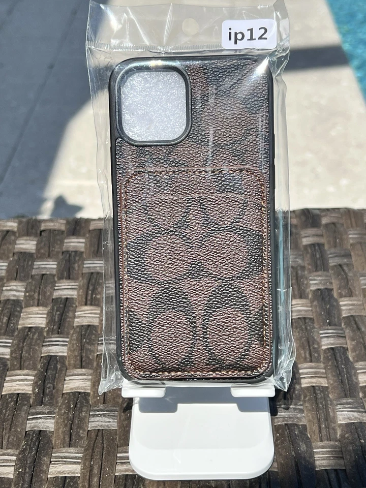 Luxurious Outlet Designer Dk Brown Unisex Signature Wallet Case for iPhone 12 ! - Image 1 of 1