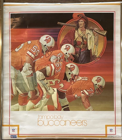 Vintage 1983 Tampa Bay Buccaneers Poster - NFL Football 25"x23" Damac Cover