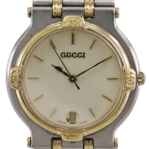 GUCCI Date Watches 9000M IvoryDial Stainless Steel/Plated Gold Quartz Anal... - Picture 1 of 8