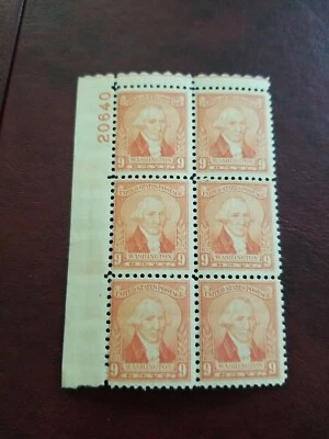 US #714 9c 1932 Washington Bicentennial MNH Block of 6 - Image 1 of 4