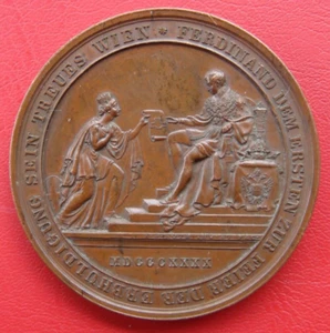 AUSTRIA HABSBURG Ferdinand I 1840 medal by Johann Roth water pipeline in Vienna - Picture 1 of 16
