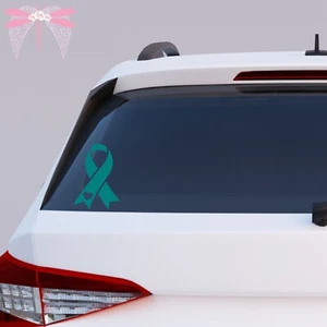 Ovarian Cancer Heart Awareness Ribbon Teal Vinyl Decal Stickers 22 Sizes - Picture 1 of 3