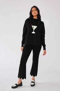 Rachel Antonoff size M, cotton knit Cupcake pants in black with white trim - Picture 1 of 6