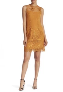 New Nanette Lepore Medieval Gold Moody Treasures Embroidered Lace Dress Size 10 - Picture 1 of 12