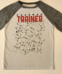 Pokemon Trainer Kids Size( S) Long Sleeve Graphic T-Shirt White/Gray - Picture 1 of 2