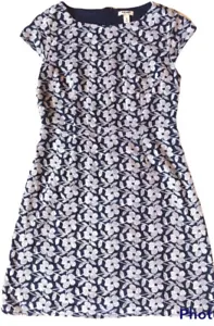 Old Navy, Sz 8 NAVY WHITE Raised Floral Embroidered Sheath Dress, Size 8 - Picture 1 of 11
