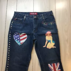 Y2K ZANA DI RARE JEANS PINUP BLING SIZE 9 2000s Cotton - Picture 1 of 10