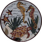 Mosaïque murale design mural hippocampe tortue de mer étoile de mer sous-marine marbre