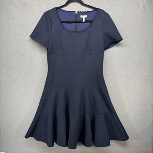 Rebecca Taylor Dress Size 10 Navy Textured Scallop Fit & Flare Career Office - Picture 1 of 11