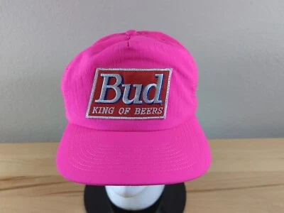 Boné vintage Bud King Of Beers rosa quente Snapback caminhoneiro cobra - Imagem 1 de 4