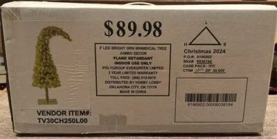 Hobby Lobby 3’ Led Bright Green Whimsical Tree 2024 The Grinch - TIKTOK FAMOUS - Image 1 of 3