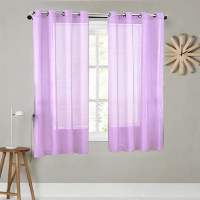 2 PIEZAS PANEL DE GASA TRANSPARENTE SÓLIDO INTERIOR OJALES DE BODA CORTINA DE VENTANA  Foto 1 de 1