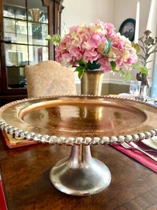 16" Round Brown with Silver Beads Cake Stand for 12" Cake - Picture 1 of 7