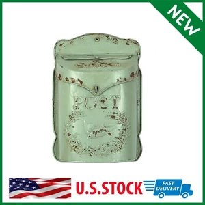 Mailbox Mail Letter Box Antique Decor Vintage Wall Mount Creative Aqua Embossed - Picture 1 of 7