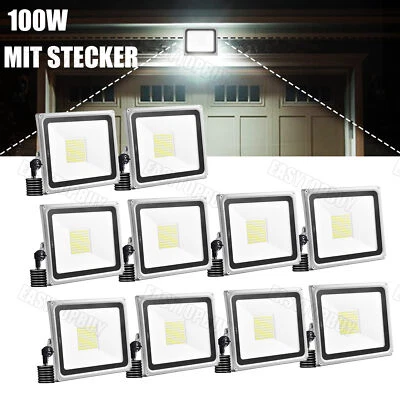 WOWSPEED 10X 100W LED Inundador Proyector con Enchufe Exterior Faro Foco Blanco Frío