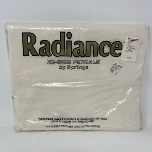 New! Vintage Radiance No-Iron Percale By Springs Twin Flat Sheet Ivory - Picture 1 of 5